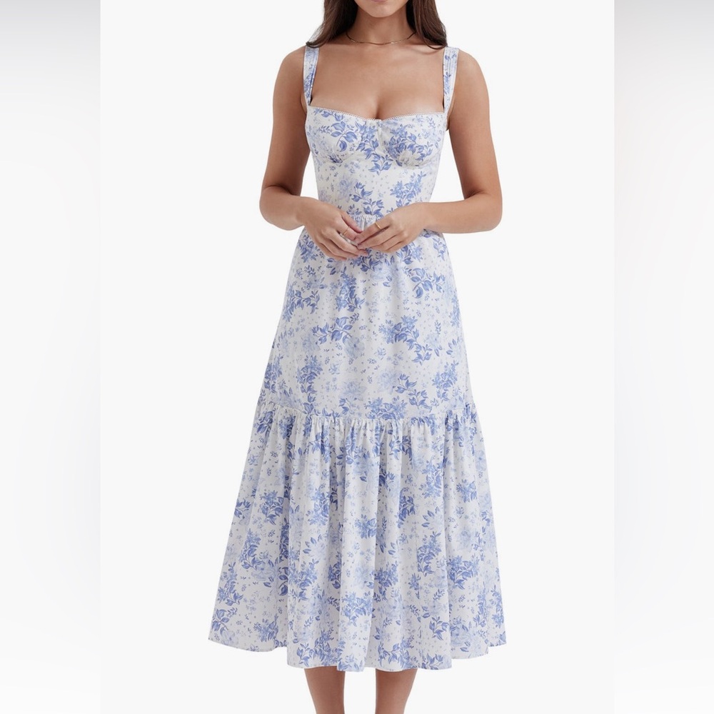 Elia Floral Stretch Cotton Blend Corset Sundress - House of CB